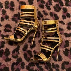 Rose gold gladiator sandal